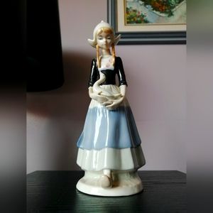 Vintage Lladró-Style Dutch Girl with a Duck Porcelain Figurine